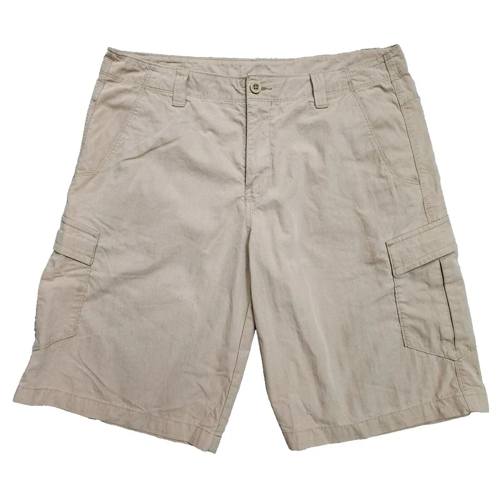 The North Face Cargo Shorts Men's 34 Beige Cotton Nylon Outdoor Lightweight